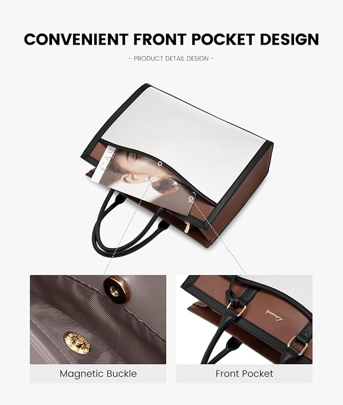 LOVEVOOK 15.6” Women’s Laptop Tote Bag – Waterproof PU Leather Office & Travel Handbag with Clutch