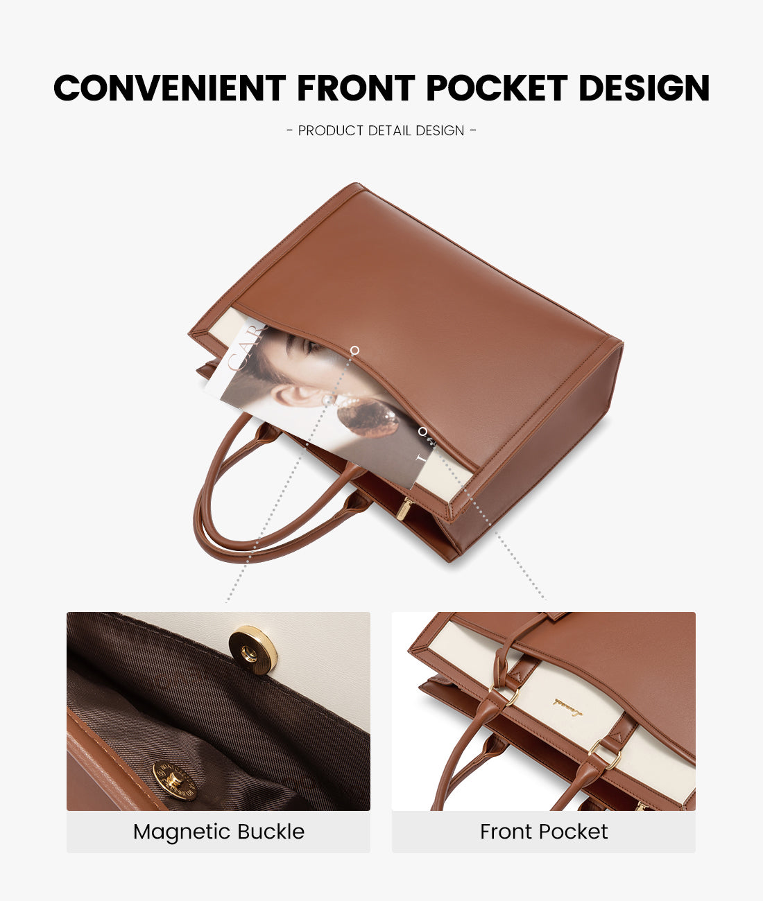 LOVEVOOK 15.6” Women’s Laptop Tote Bag – Waterproof PU Leather Office & Travel Handbag with Clutch