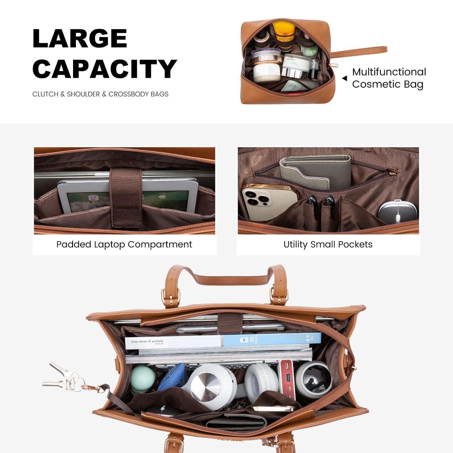 LOVEVOOK Women’s Laptop Tote & Briefcase | 2-Piece Set (15.6–17”)