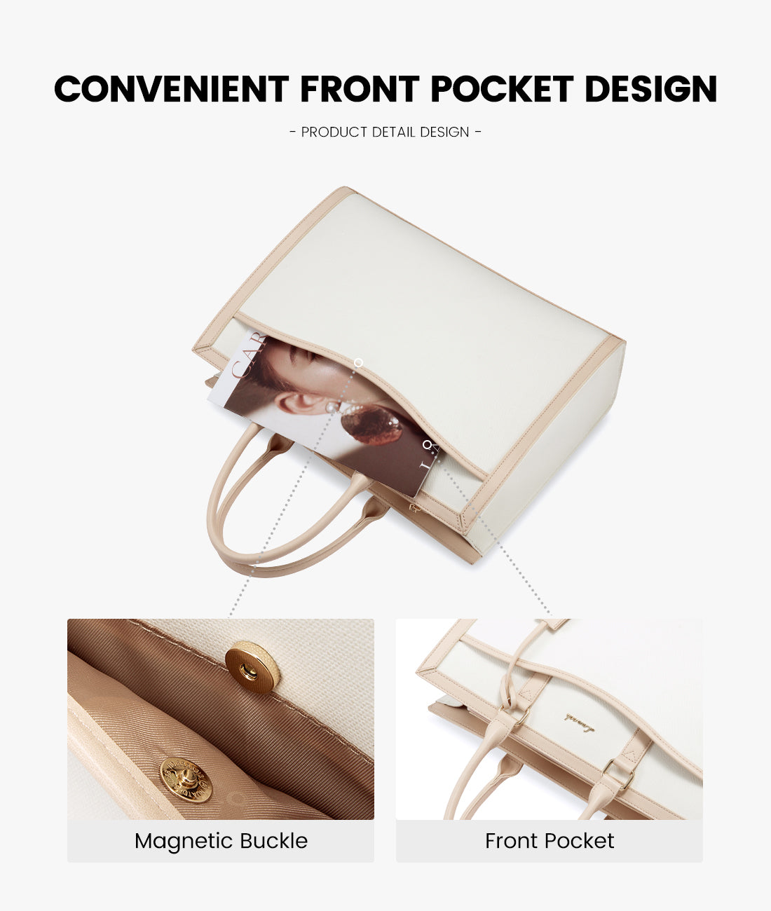 LOVEVOOK 15.6” Women’s Laptop Tote Bag – Waterproof PU Leather Office & Travel Handbag with Clutch