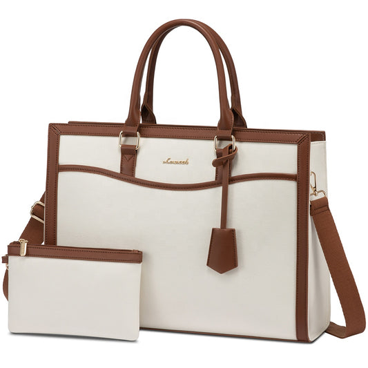 LOVEVOOK 15.6” Women’s Laptop Tote Bag – Waterproof PU Leather Office & Travel Handbag with Clutch