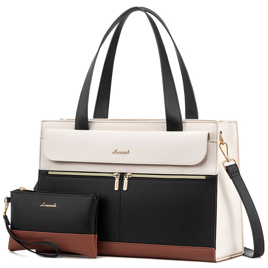 LOVEVOOK 2-Piece Luxury Tote & Clutch Set | 15.6” Laptop Bag