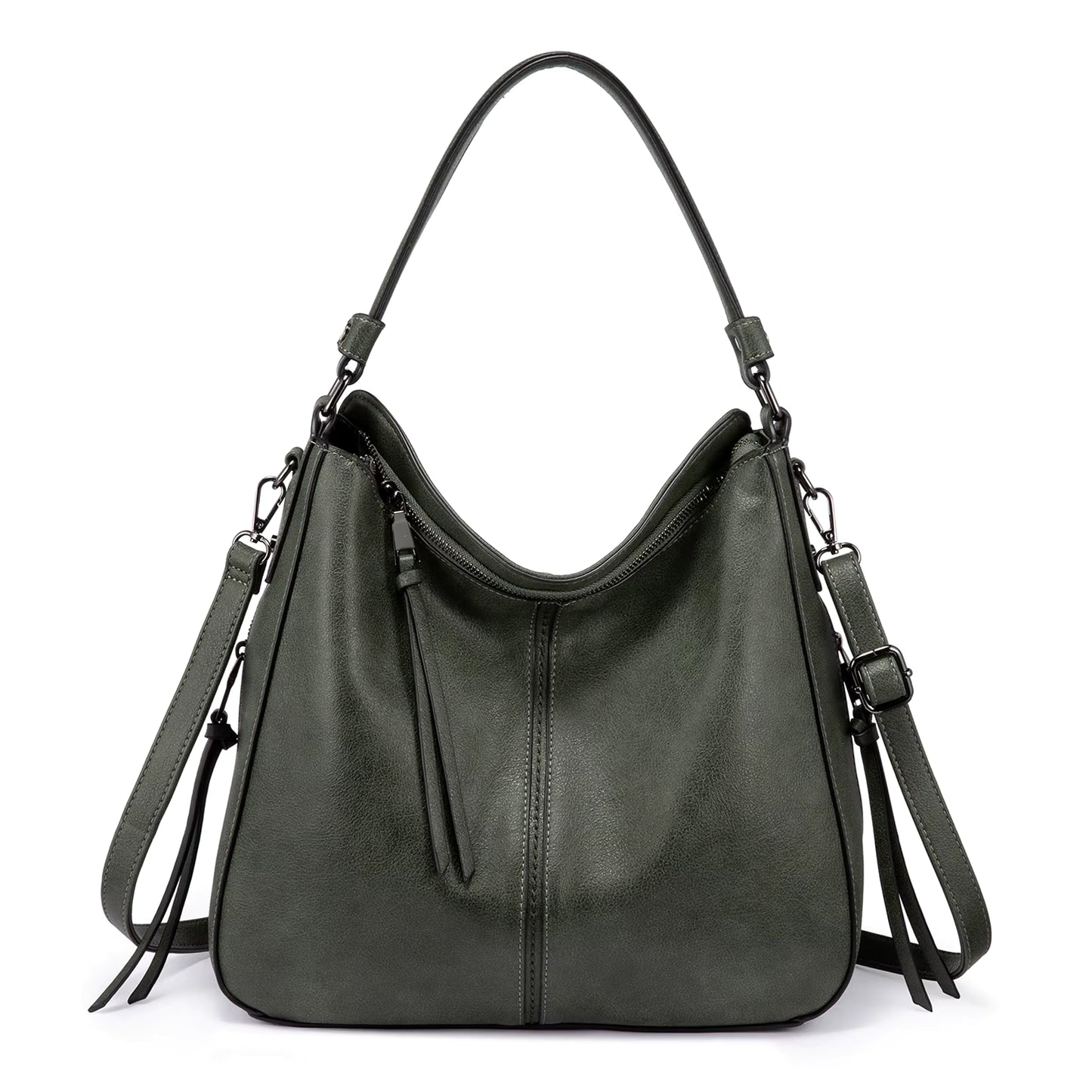 REALER Women's Large Hobo Shoulder Bag – Microfiber Leather Tote Handbag with Tassel, Casual Crossbody Purse