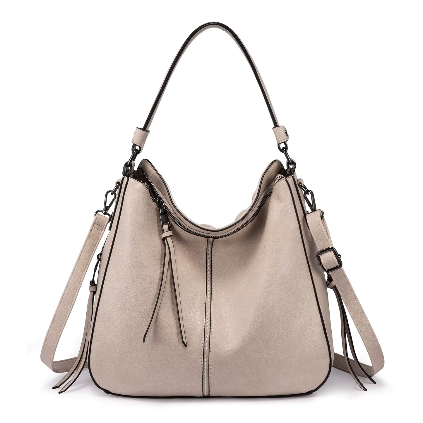 REALER Women's Large Hobo Shoulder Bag – Microfiber Leather Tote Handbag with Tassel, Casual Crossbody Purse