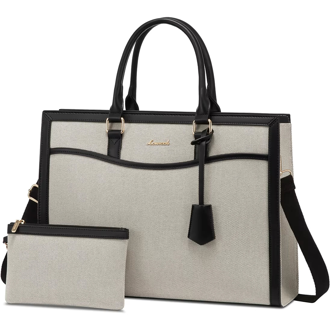 LOVEVOOK 15.6” Women’s Laptop Tote Bag – Waterproof PU Leather Office & Travel Handbag with Clutch