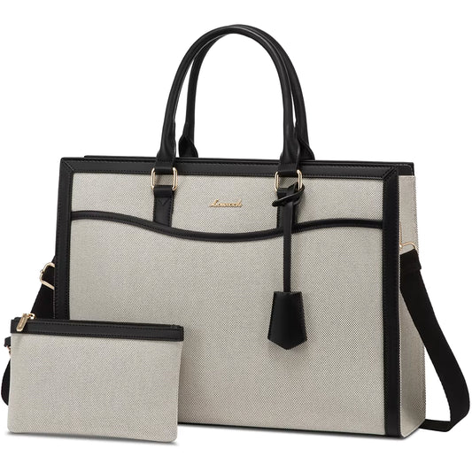 LOVEVOOK 15.6” Women’s Laptop Tote Bag – Waterproof PU Leather Office & Travel Handbag with Clutch