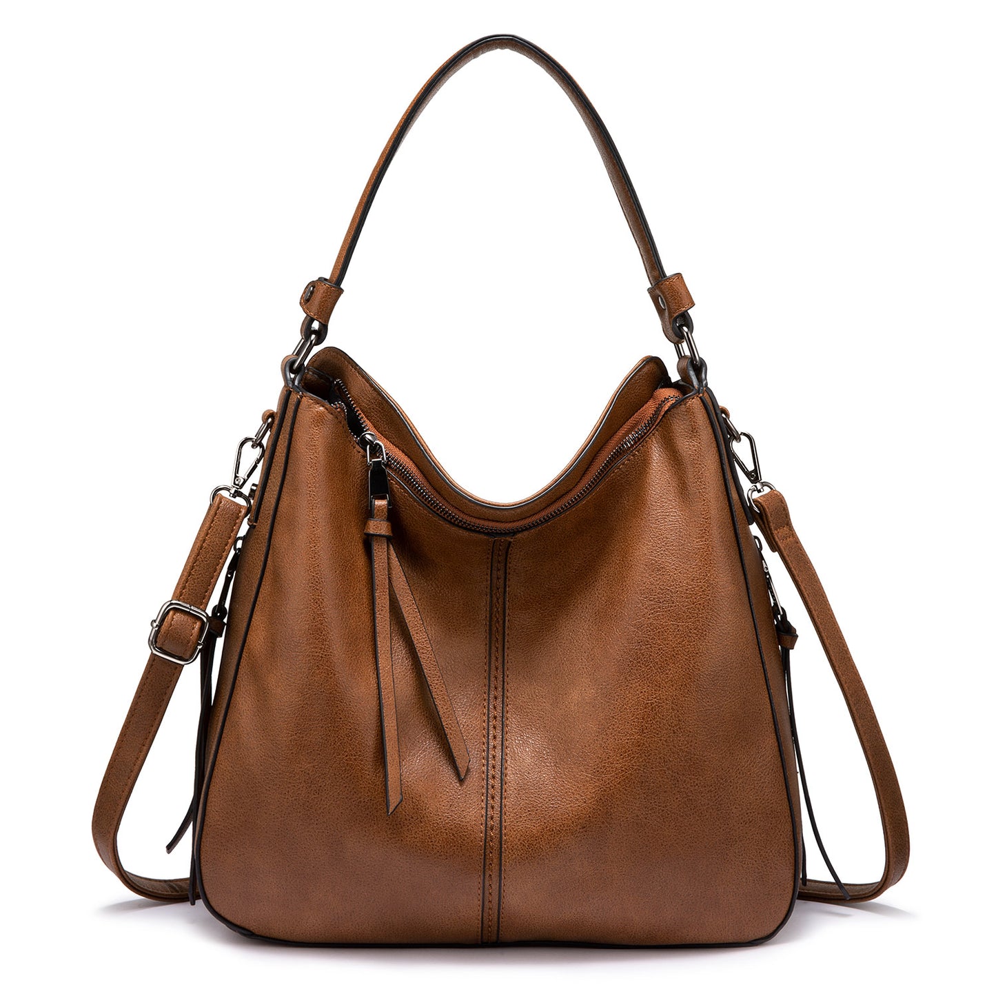 REALER Women's Large Hobo Shoulder Bag – Microfiber Leather Tote Handbag with Tassel, Casual Crossbody Purse