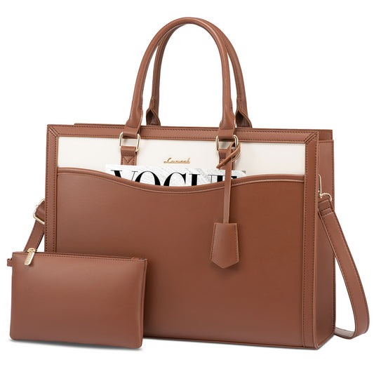LOVEVOOK 15.6” Women’s Laptop Tote Bag – Waterproof PU Leather Office & Travel Handbag with Clutch