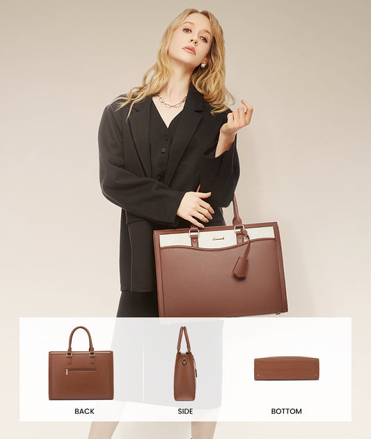 LOVEVOOK 15.6” Women’s Laptop Tote Bag – Waterproof PU Leather Office & Travel Handbag with Clutch