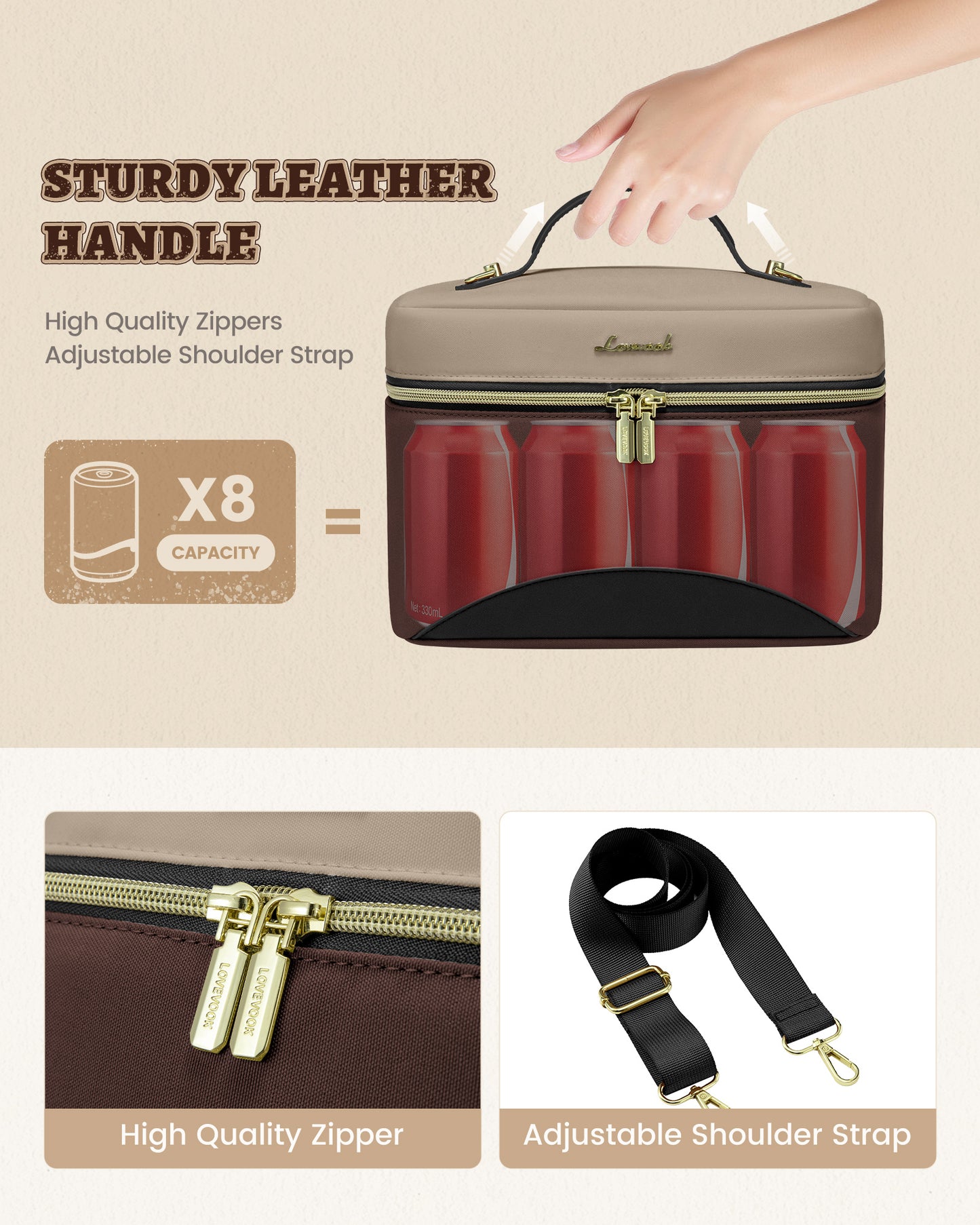 LOVEVOOK Insulated Lunch Tote for Women – Portable Cooler Bag for Picnic, Work & Daily Use