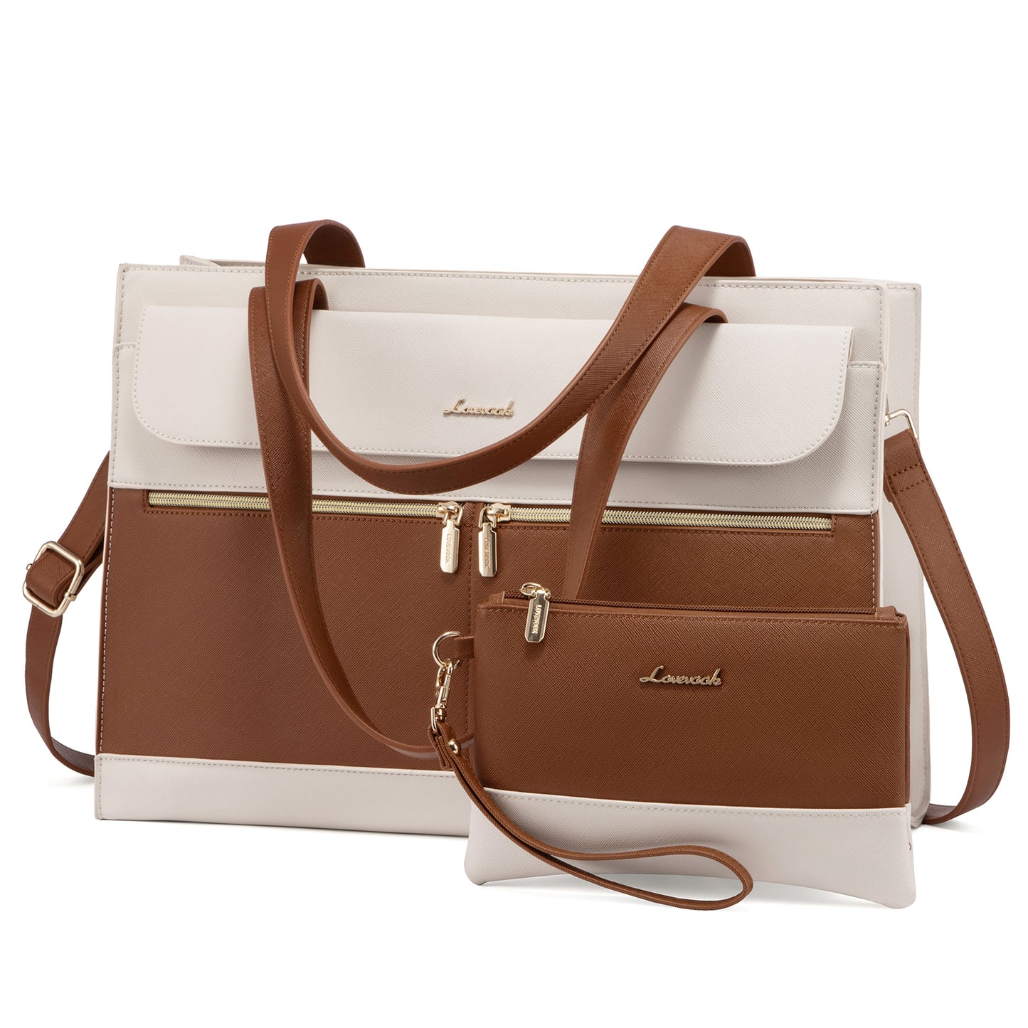 LOVEVOOK 2-Piece Luxury Tote & Clutch Set | 15.6” Laptop Bag